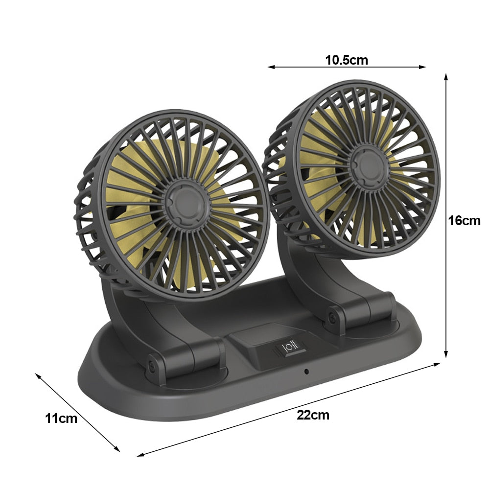 USB Car Fan Summer Cooling Adjustable