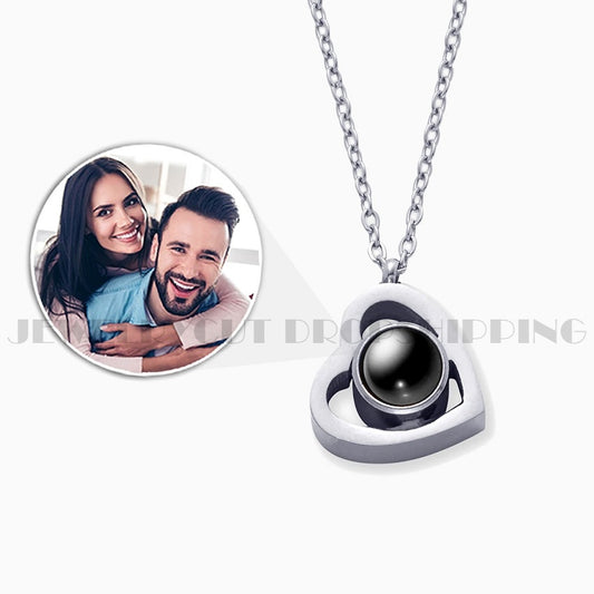 Steel Durable Photo Custom Projection Heart Necklace