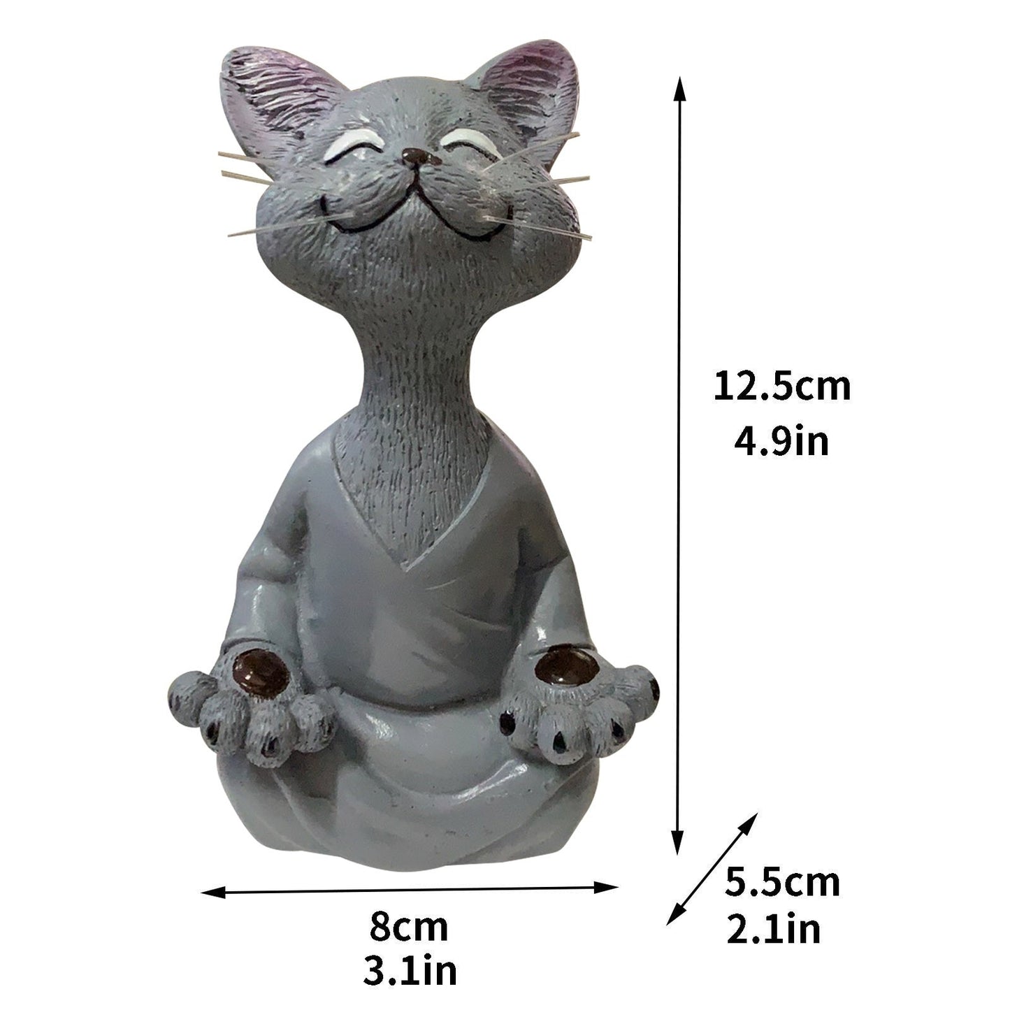 Whimsical Black Buddha Cat Figurine Meditation