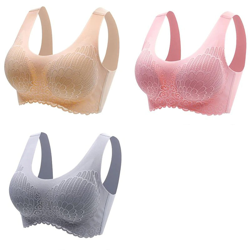 3pcs Latex Bra Seamless Bras Push Up Bralette