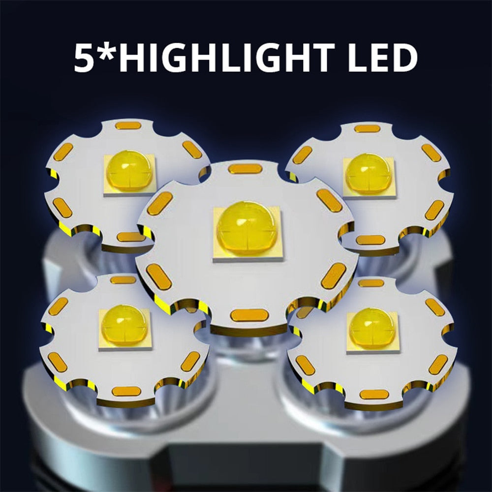 5 LED Ultra Powerful Led Flashlight Rechargeable