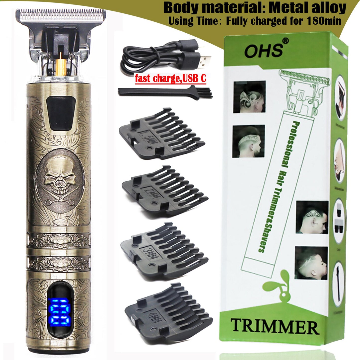 USB T9 Hair Clipper Professional Electric hair trimmer