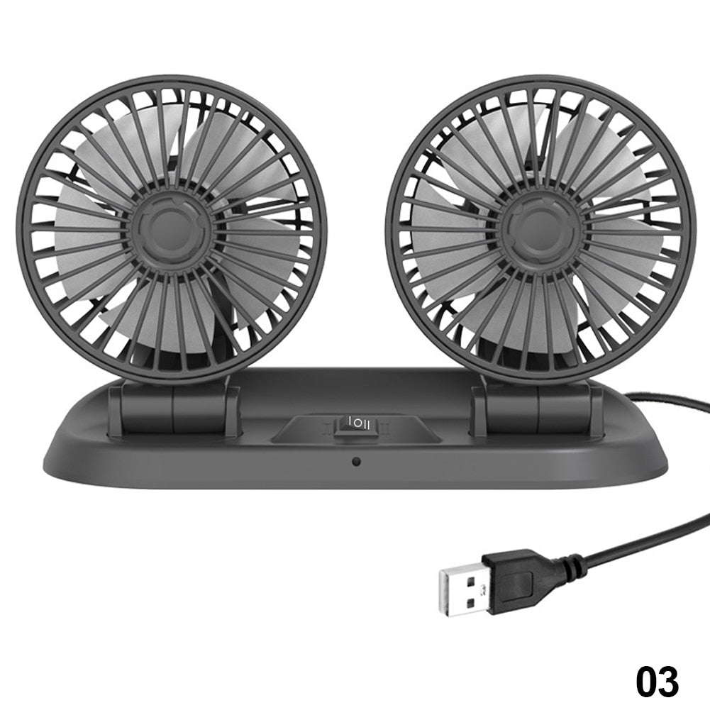 USB Car Fan Summer Cooling Adjustable