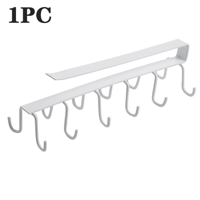 Iron 6 Hooks Storage Shelf Wardrobe