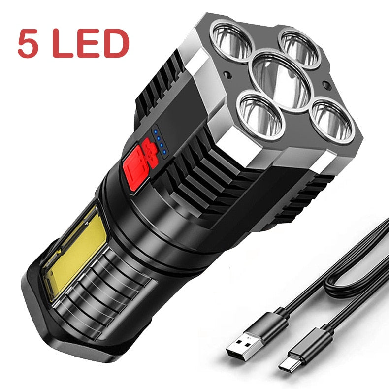 5 LED Ultra Powerful Led Flashlight Rechargeable