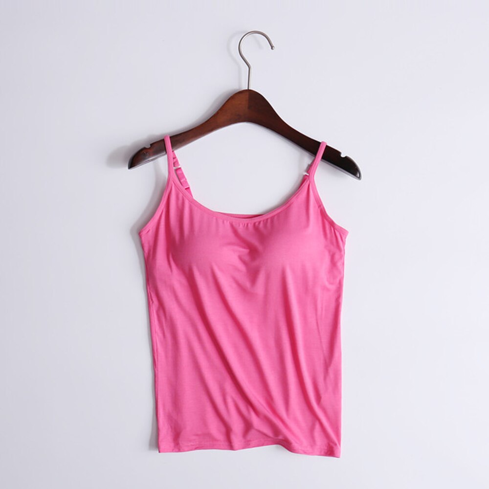 Camisole Tops with Built in Bra Neck Vest Padded