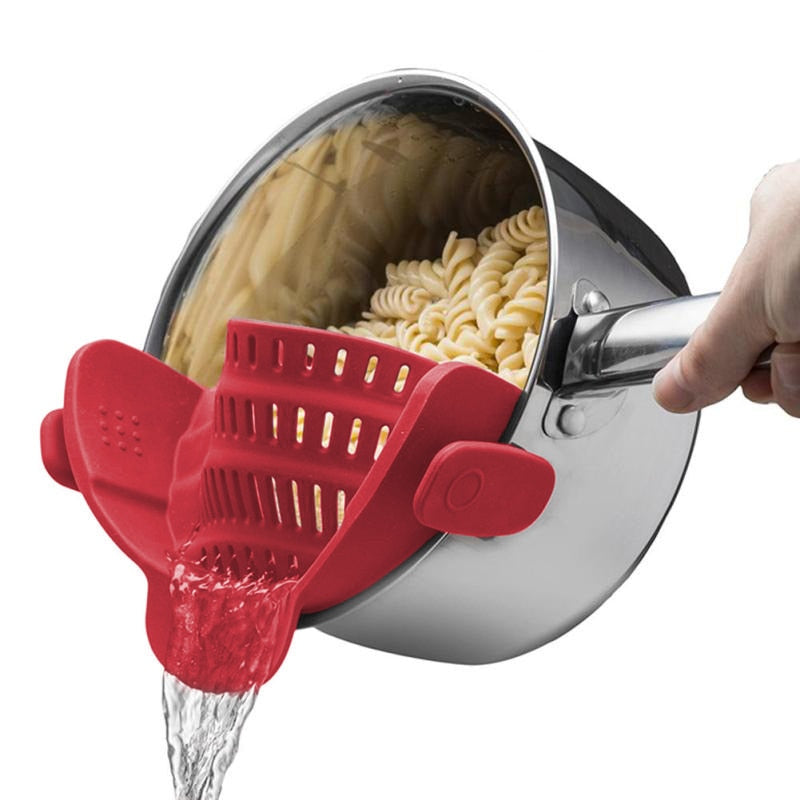 Silicone Kitchen Strainer Clip Pan Drain Rack Bowl