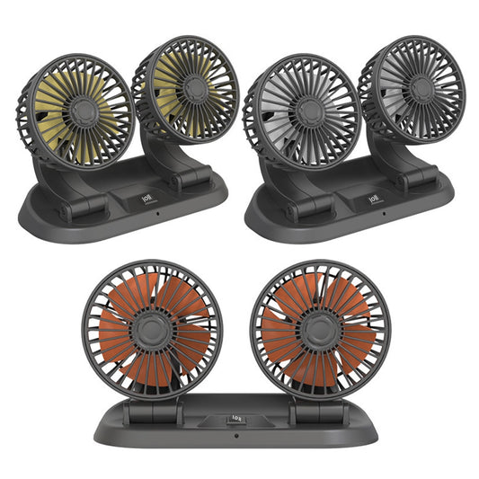 USB Car Fan Summer Cooling Adjustable Double-head