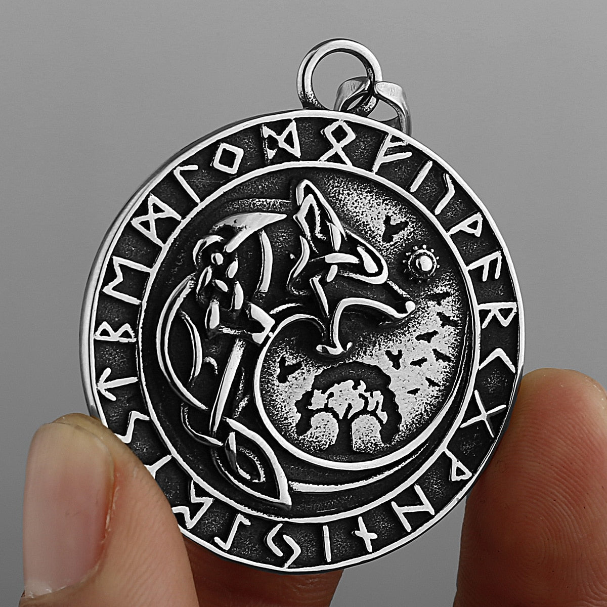 Vintage Viking Fenrir Wolf Necklace Men