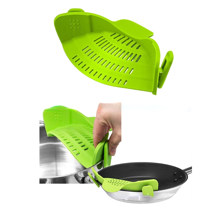 Silicone Kitchen Strainer Clip Pan Drain Rack Bowl