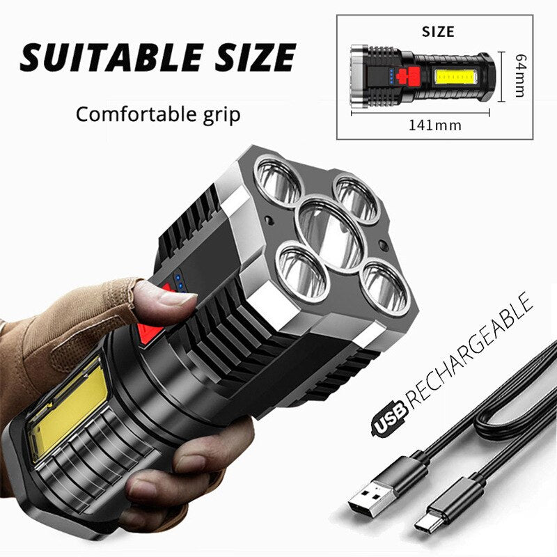 5 LED Ultra Powerful Led Flashlight Rechargeable