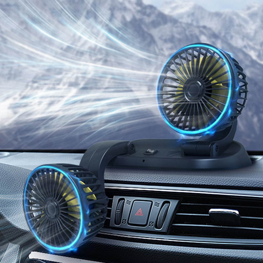 USB Car Fan Summer Cooling Adjustable