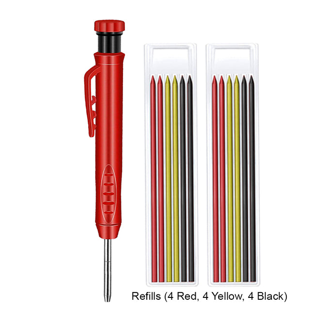Solid Carpenter Pencil with Refill Leads and Sharpener