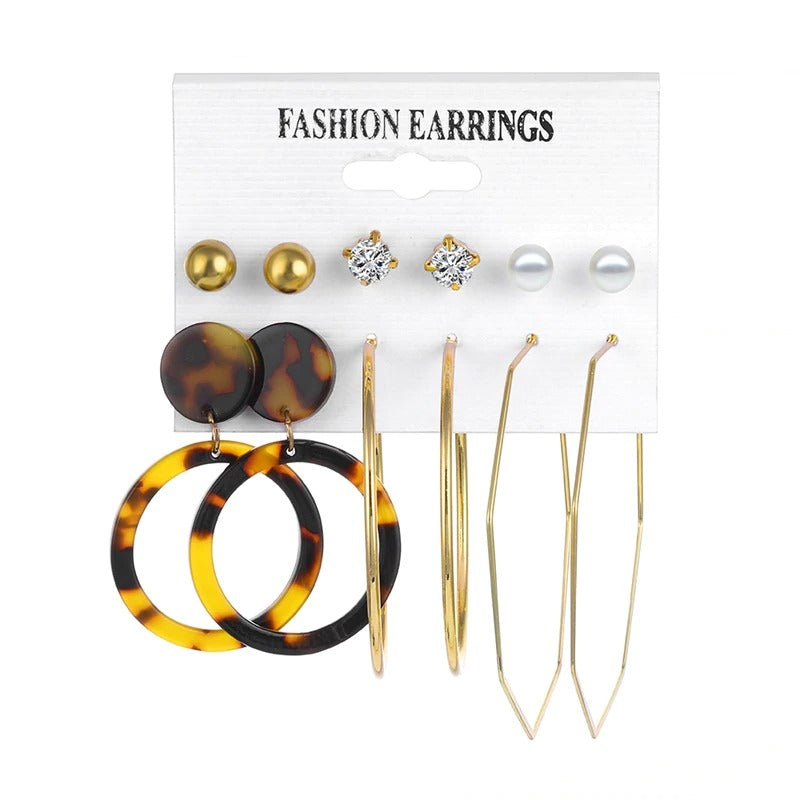 Oversize Gold Color Big Circle Hoop Earrings Set