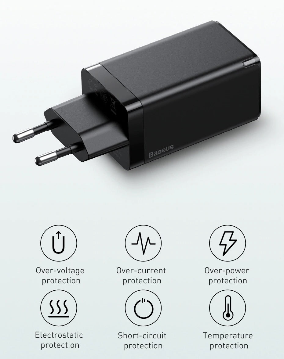 Baseus 65W GaN Charger Quick Charge 4.0 3.0 Type C