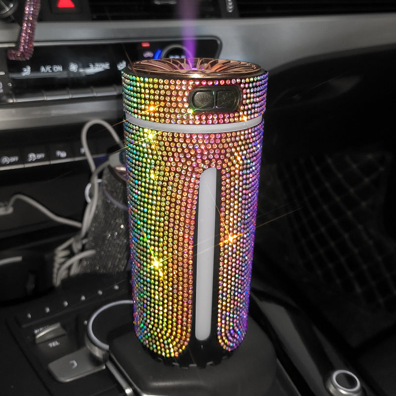 Luxury Diamond Car Humidifier LED Light Car Diffuser Auto Air Purifier