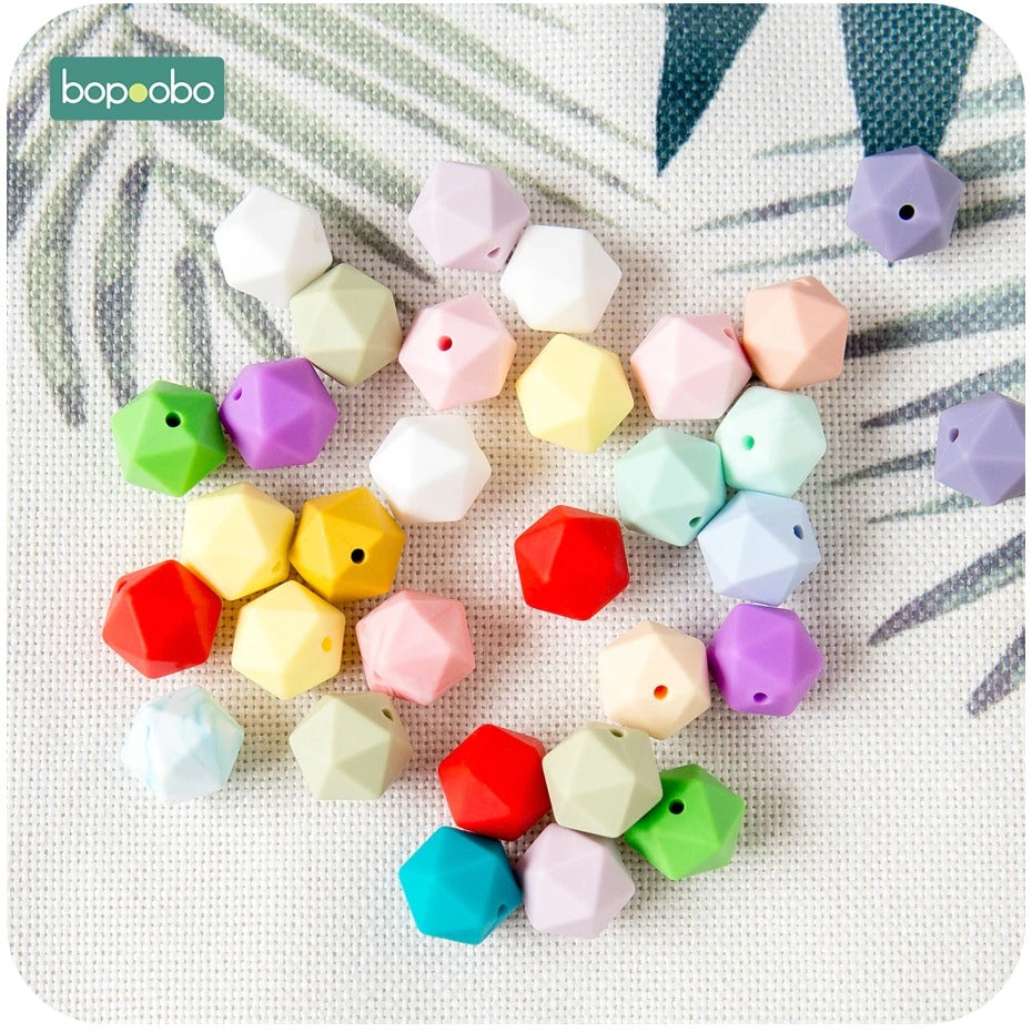 10pcs 14mm Polygon Silicone Beads Baby Teether