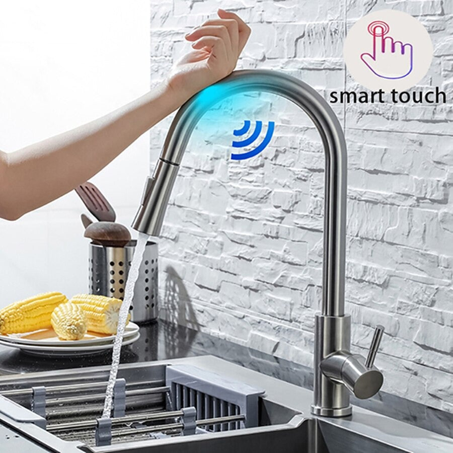 DQOK Kitchen Faucet Pull Out  Brushed Nickle Sensor Stainless Steel