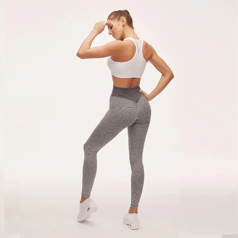 Grid Tights Yoga Pants Women Seamless High Waist Leggings