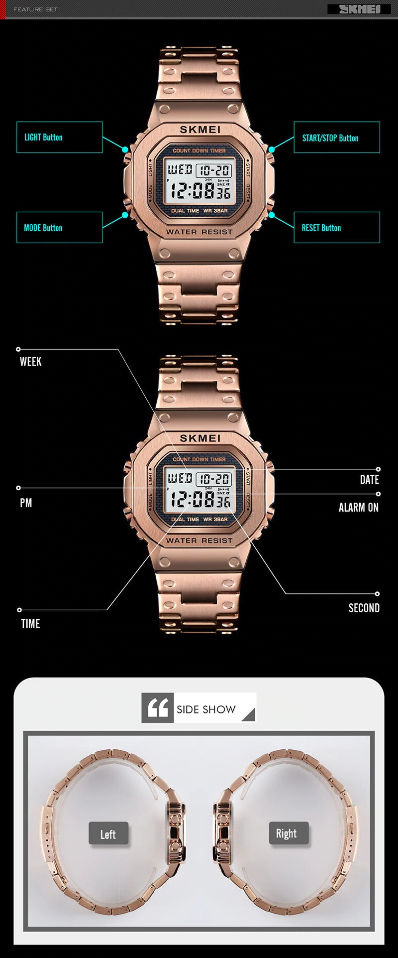 Chronograph Countdown Digital Watch