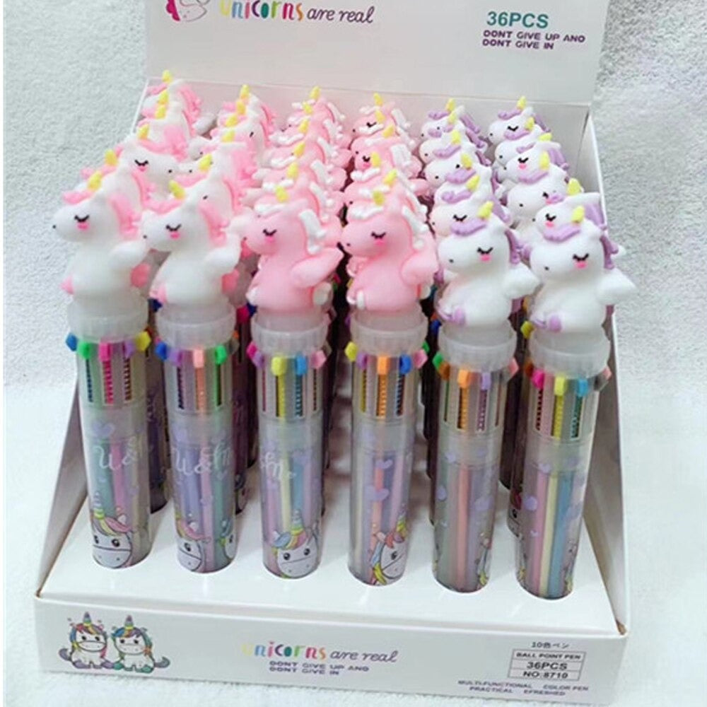 Cute Unicorn Power 10 Colors Chunky Ballpoint Pen