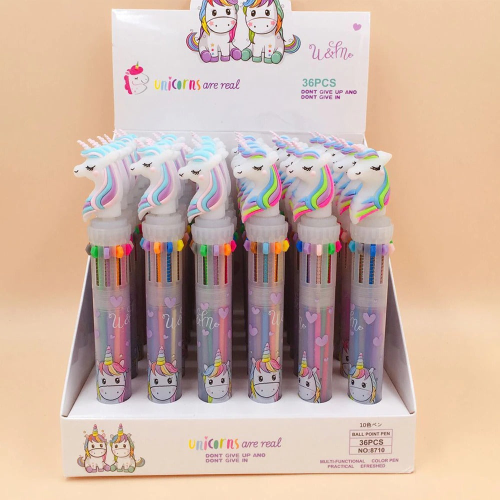 Cute Unicorn Power 10 Colors Chunky Ballpoint Pen