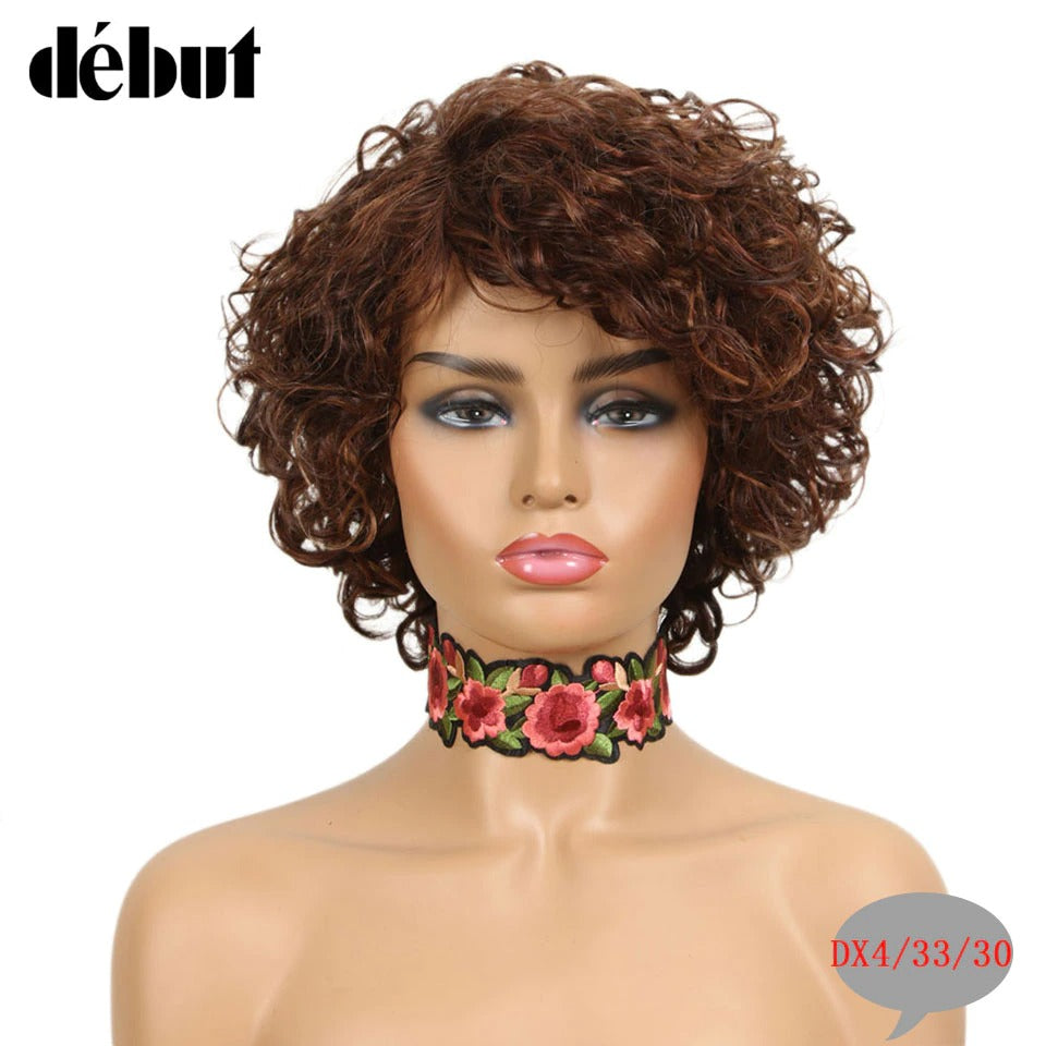 Ombre Short Curly Human Hair Wigs