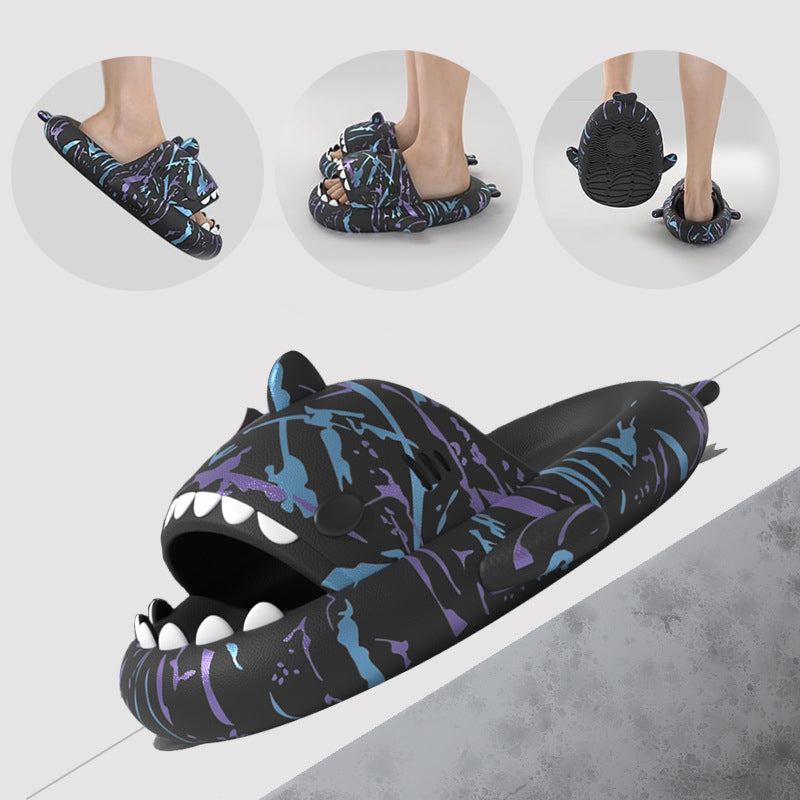 Ins Punk Shark Slippers Women's Home Shoes Print Bathroom Slippers
