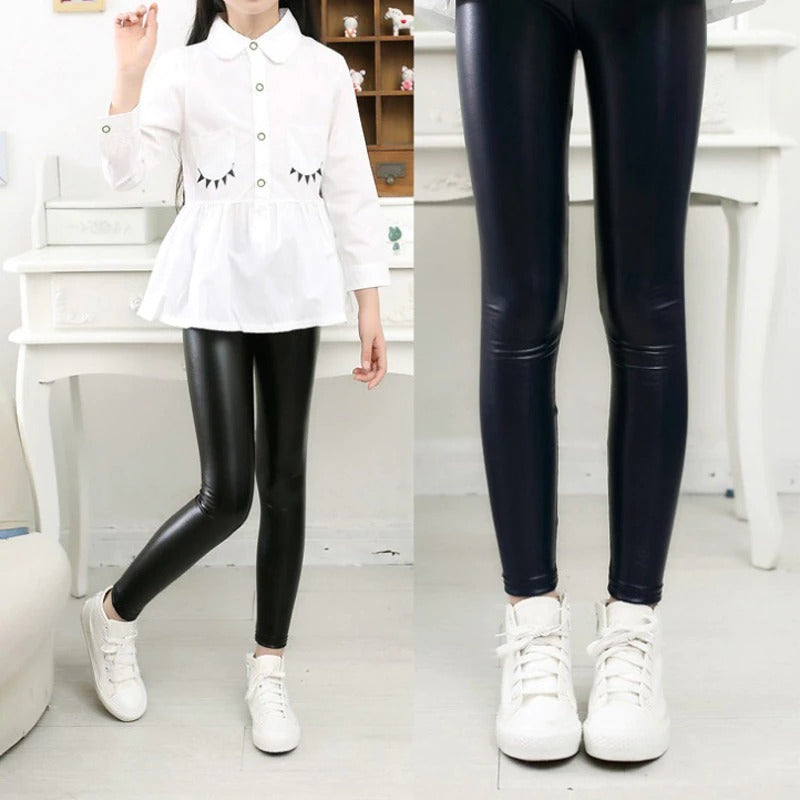 Stretch-Fit Faux Leather Leggings