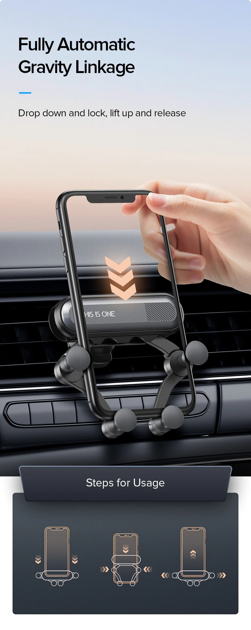 Gravity Car Phone Holder Universal Mount Mobile Stand