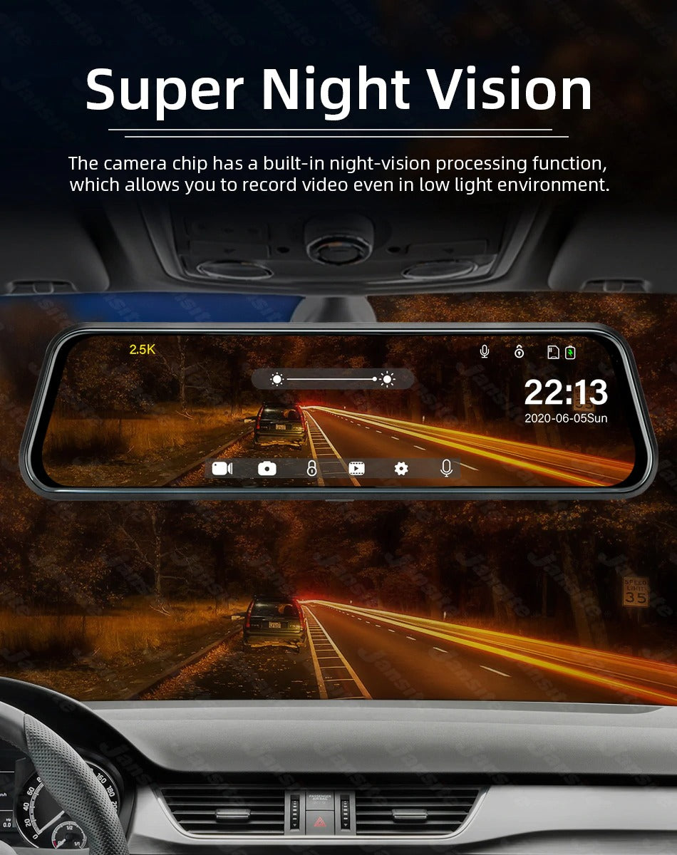 Car DVR Touch Screen Rearview mirror Dash cam