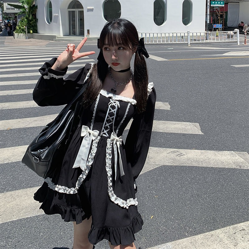 Japanese Lolita Gothic Dress Girl Patchwork