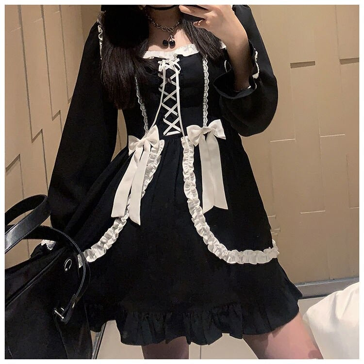 Japanese Lolita Gothic Dress Girl Patchwork