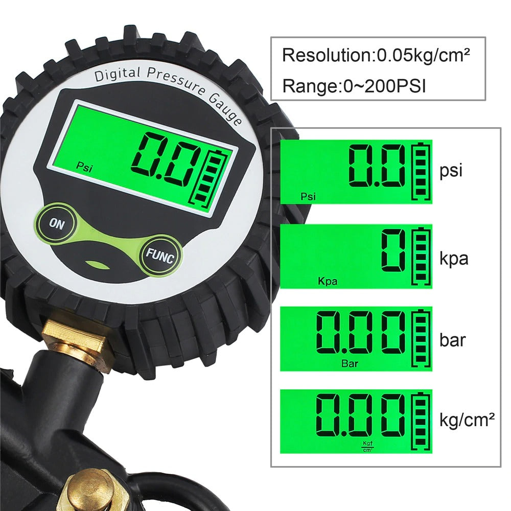 Digital Car EU Tire Air Pressure Inflator Gauge LCD Display