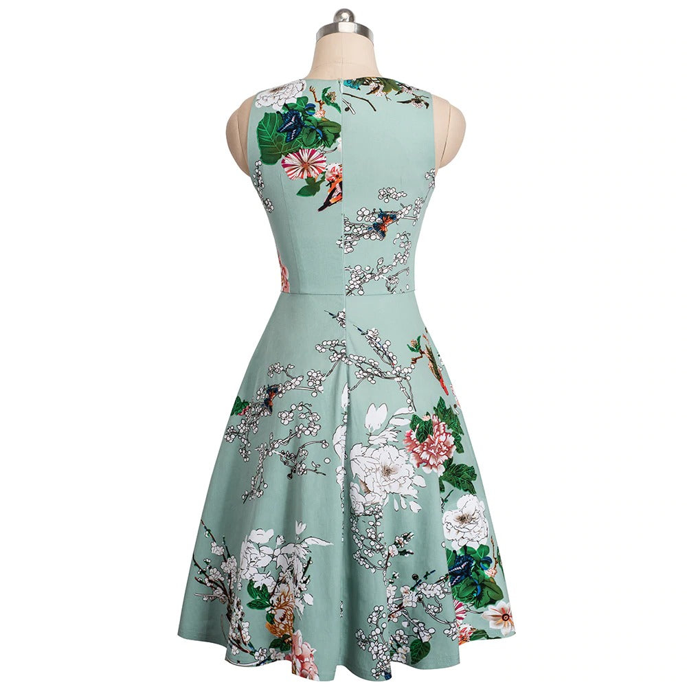 Vintage Elegant Embroidery Floral Lace Patchwork Dress