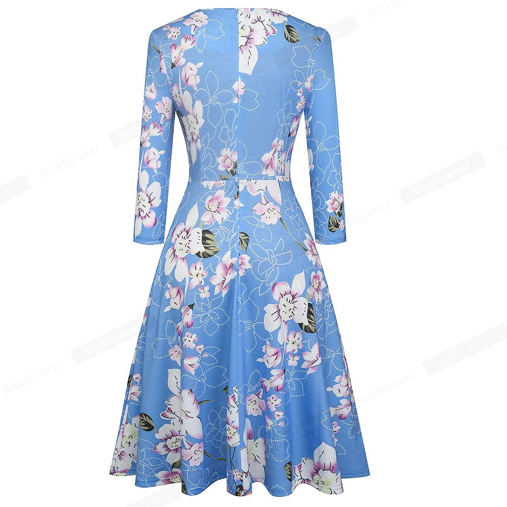 Vintage Elegant Embroidery Floral Lace Patchwork Dress