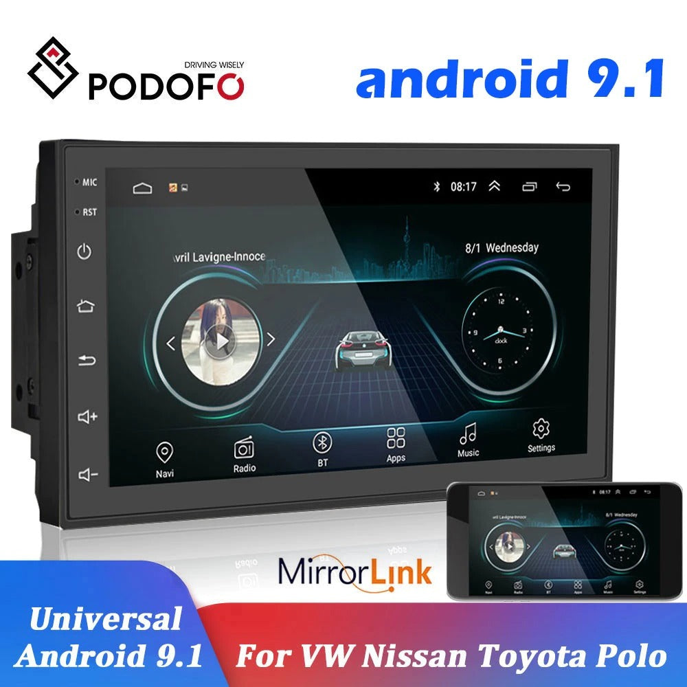 Podofo 2 din Car Radio 2.5D GPS Android Multimedia Player Universal