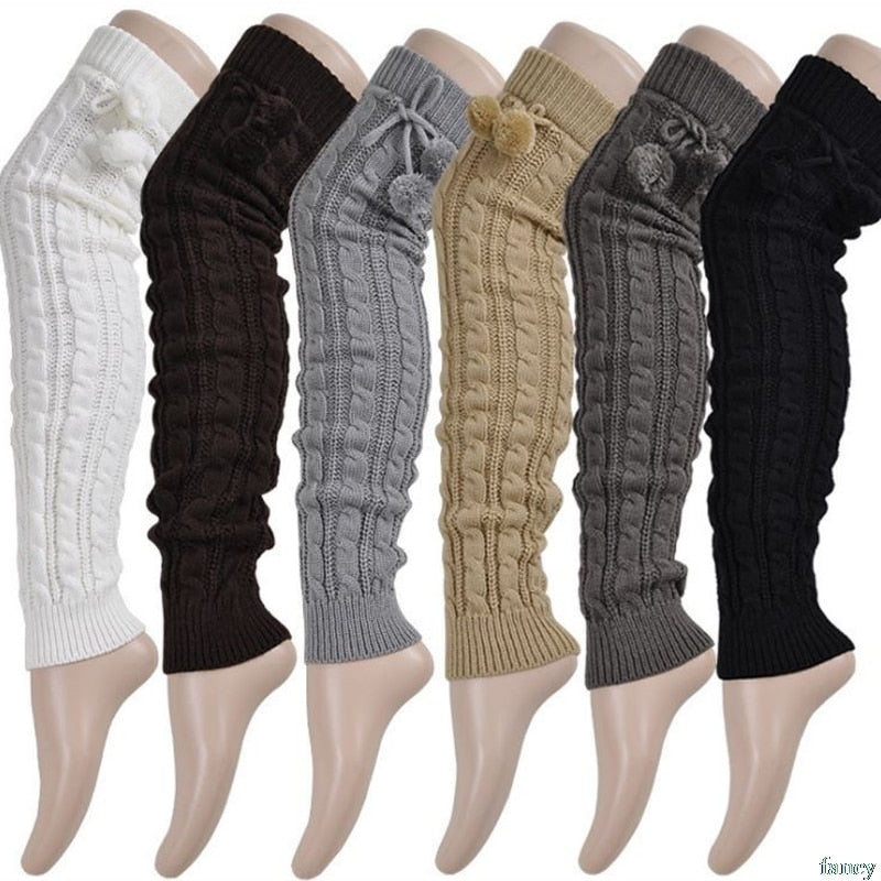 High Tie Cable knitted Long Boot Socks