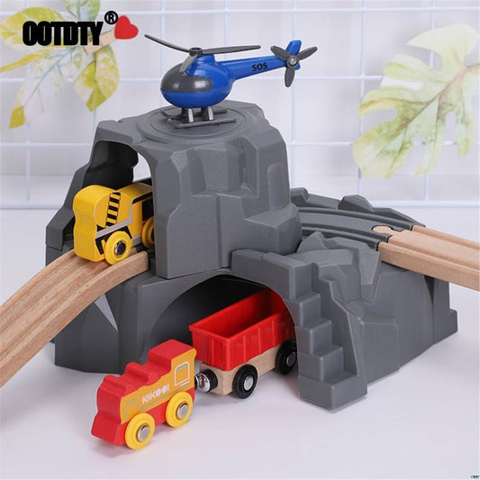 Plastic Grey Double Tunnel Wooden Train Track toys