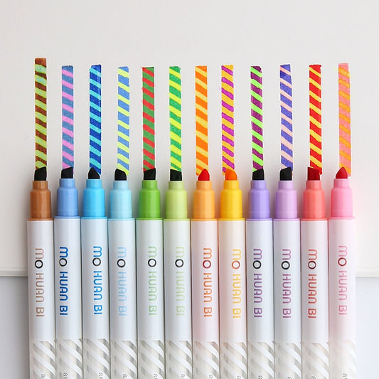 12pcs Magic color drawing pen set Discolored highlighter marker spot Liner pens