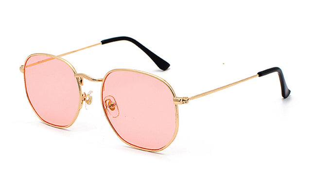Gold sunglasses men square metal frame