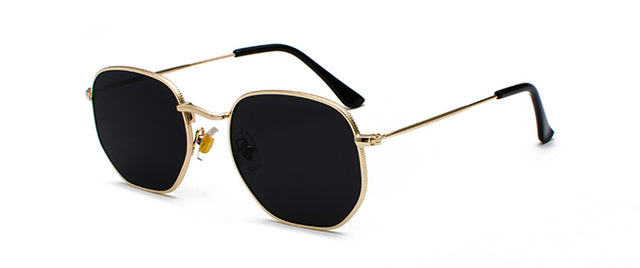 Gold sunglasses men square metal frame