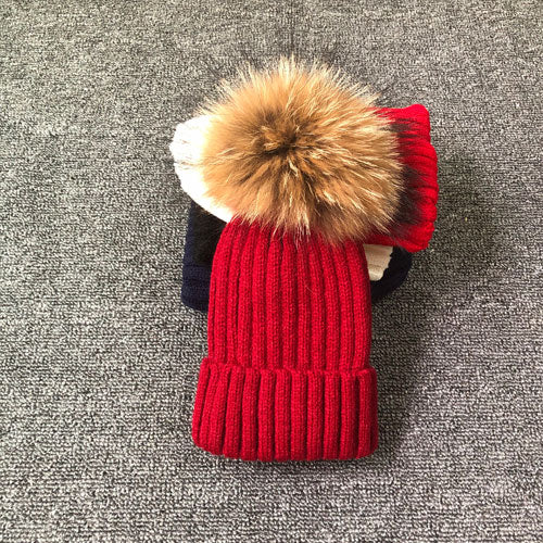 Winter Brand Female Fur Pom Poms hat