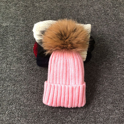 Winter Brand Female Fur Pom Poms hat