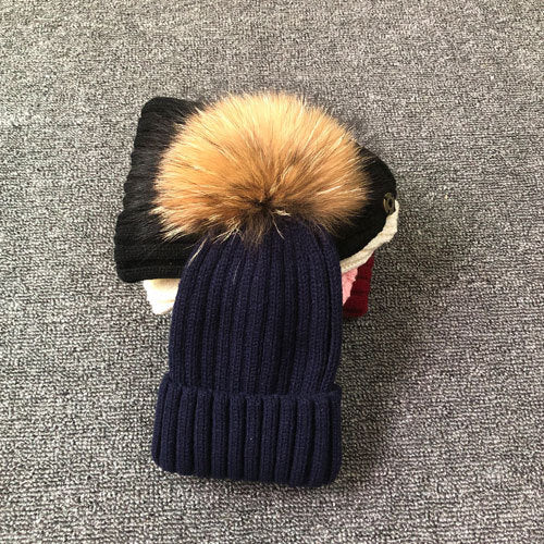 Winter Brand Female Fur Pom Poms hat