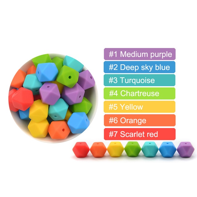 Mini Hexagon silicone beads Baby Teether