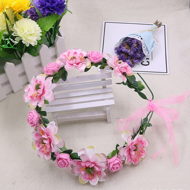 Baby Girls Crown Flower Wreath Hairband Kids Bridal