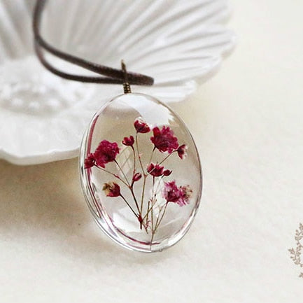 Dried Flower Necklace Dome Glass