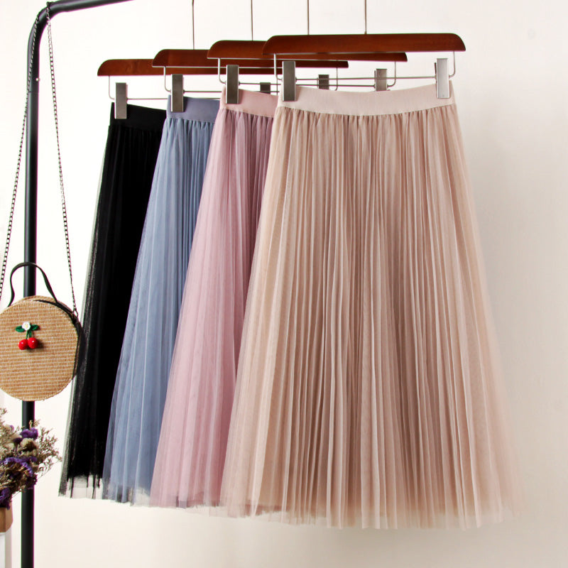 Tulle Skirts Women's Midi Pleated Skirt