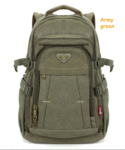 Men's Military Canvas Backpack Zipper Rucksacks